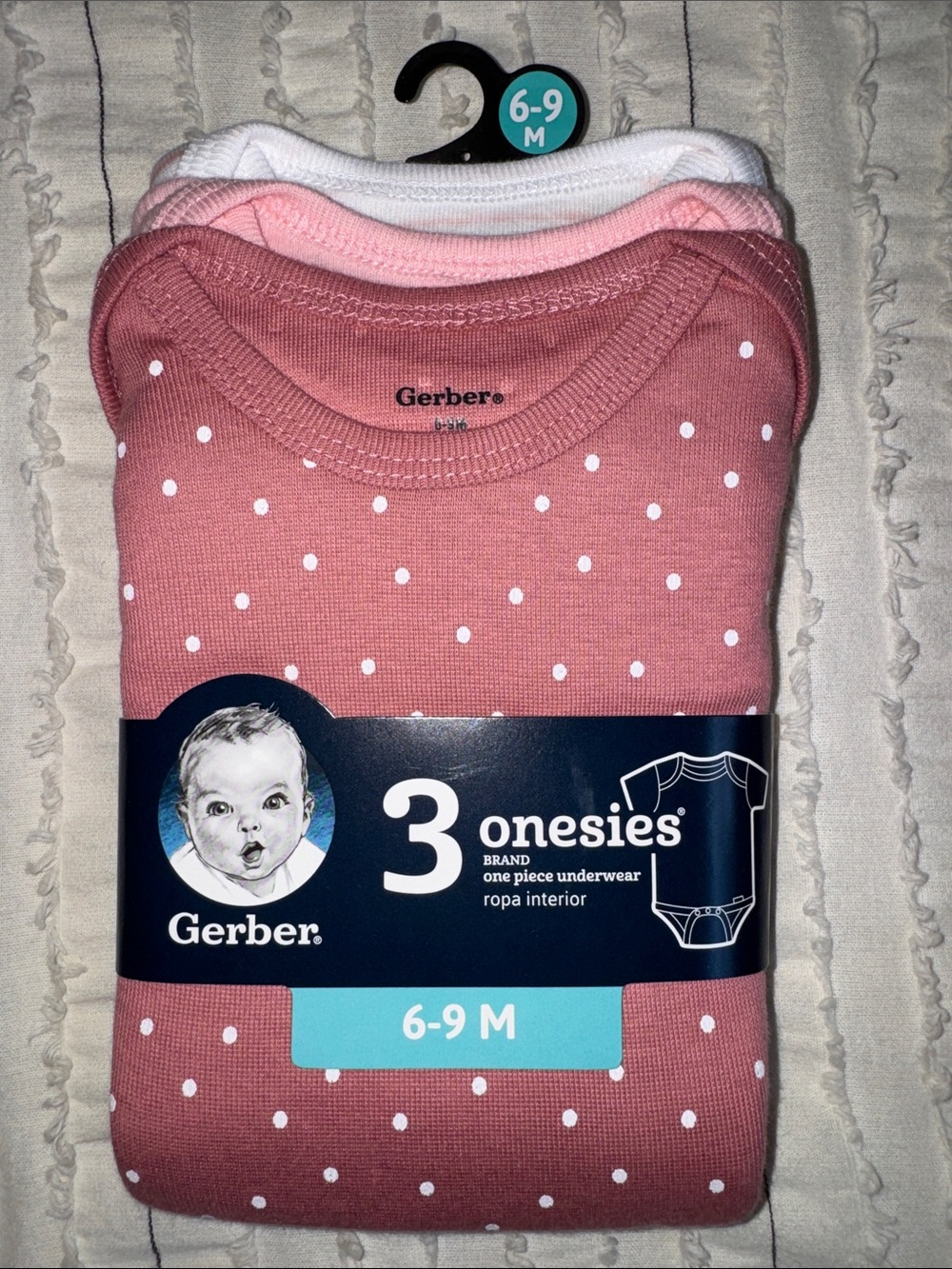Gerber Pink, Light Pink & White Polka Dot 3-Pack Onesies